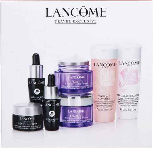 LANCÔME FACIAL SET GALATEE MIL 50ML + CONFORT TONIQUE 50ML + GENIFIQUE EYE CR 5ML + GENIFIQUE SERUM 2X15ML + RENERGIE CR 2X15ML