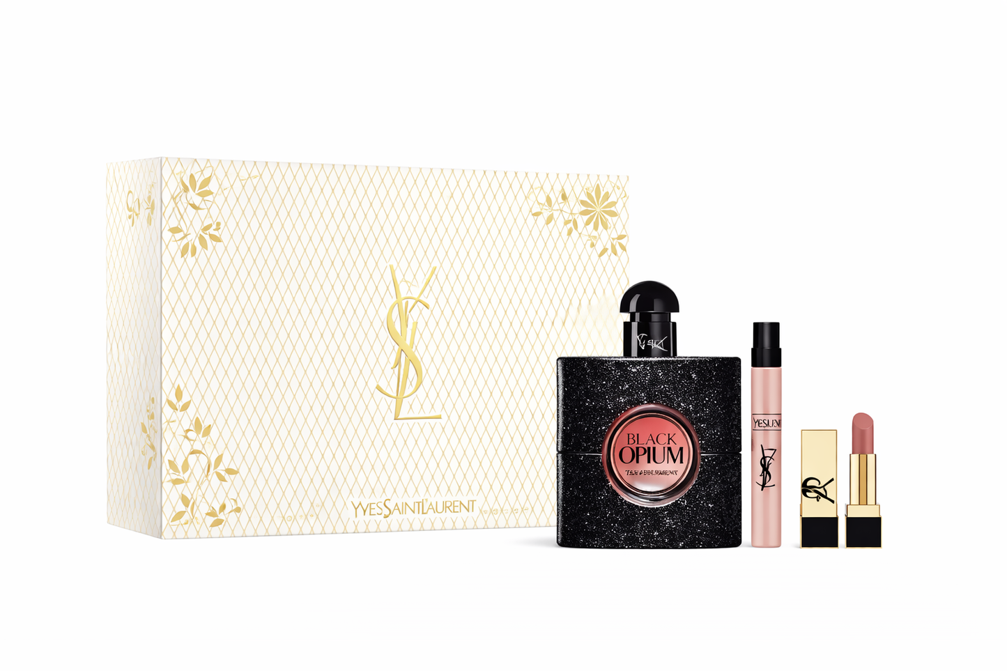 YSL BLACK OPIUM EDP 90 ML+ TS 10ML + LIPSTICK