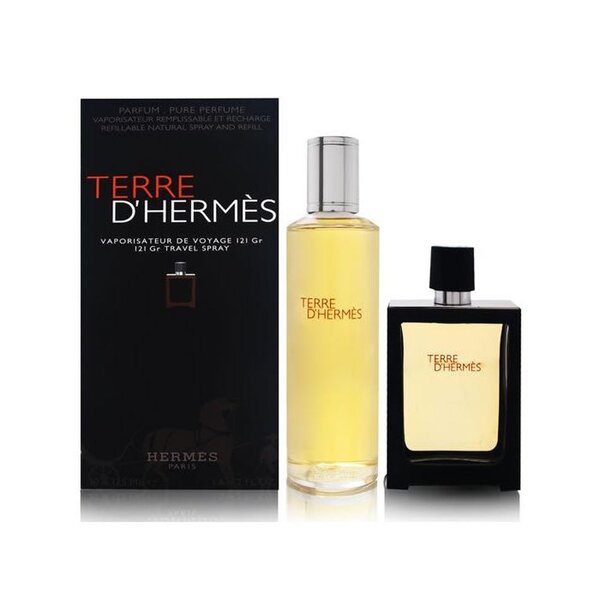 HERMES TERRE D'HERMES PURE PARFUM SET 30ML + REFILL BOTTLE 125ML