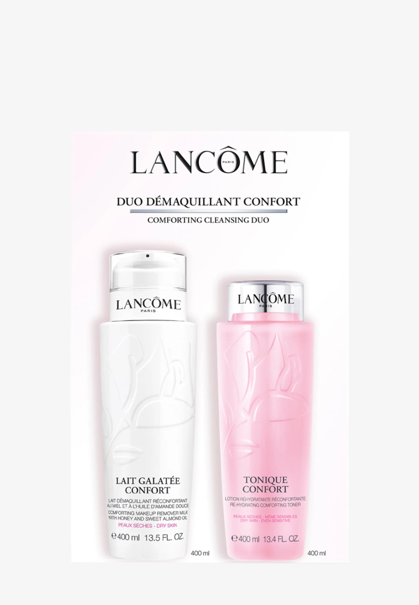 LANCOME CONFORT CLEANSING SET MAKE UP REMOVER MILK 400ML+ REHYDRATING TONIC 400ML