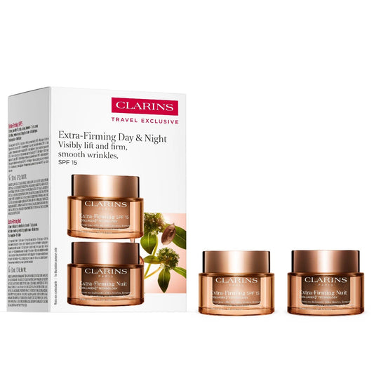 CLARINS EXTRA FIRMING REFILABLE SPF15 ALL SKIN DAY CR 50ML + NIGHT CR 50ML