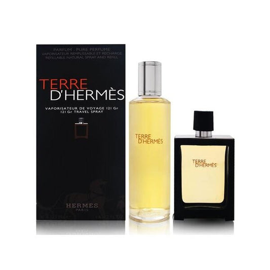 HERMES TERRE D'HERMES PURE PARFUM SET 30ML + REFILL BOTTLE 125ML